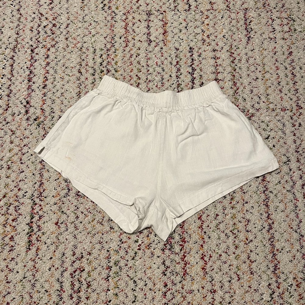 Princess Polly White Linen Beach House Shorts Size 4